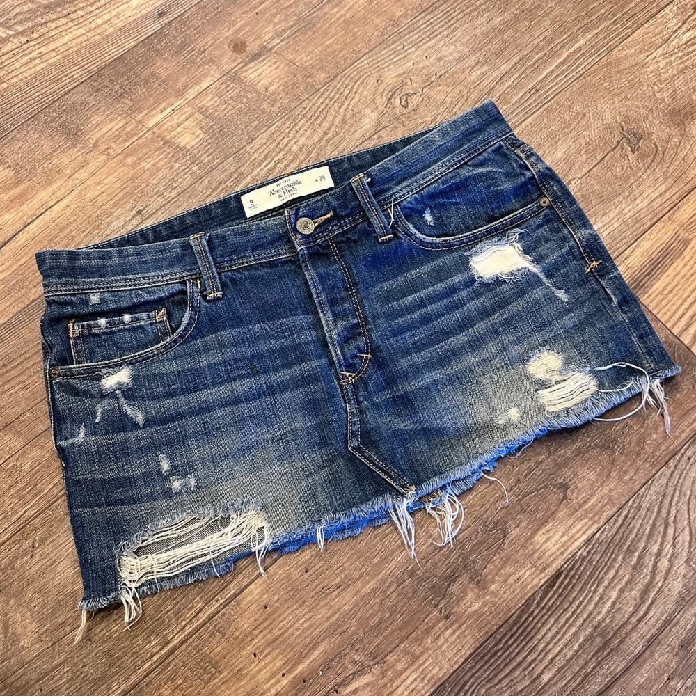 Abercrombie & Fitch Distressed Denim Mini Skirt